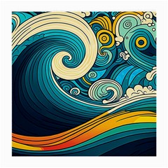 Waves Ocean Sea Abstract Whimsical Abstract Art 3 Medium Glasses Cloth (2 Sides) by Wegoenart