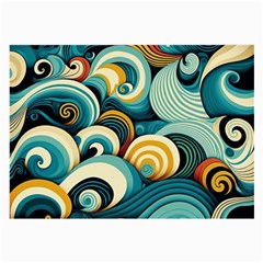 Waves Ocean Sea Abstract Whimsical Abstract Art 6 Large Glasses Cloth (2 Sides) by Wegoenart