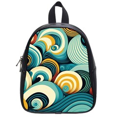 Waves Ocean Sea Abstract Whimsical Abstract Art 6 School Bag (small) by Wegoenart