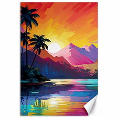 Ai Generated Tropical Island Sunset Landscape Canvas 12  X 18  by Wegoenart