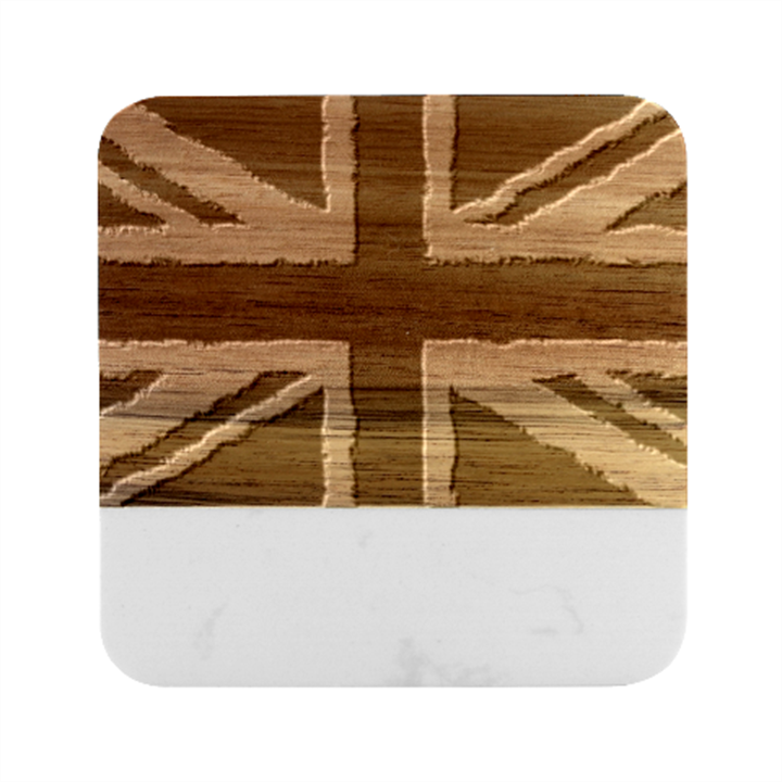 Union Jack Flag National Country Marble Wood Coaster (Square)