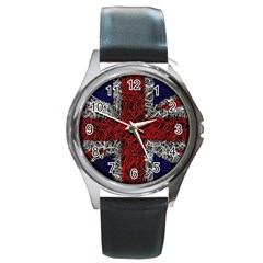 Union Jack Flag Uk Patriotic Round Metal Watch by Celenk