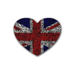 Union Jack Flag Uk Patriotic Rubber Coaster (heart) by Celenk