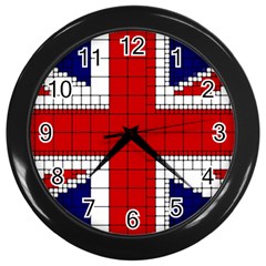 Union Jack Flag Uk Patriotic Wall Clock (Black)