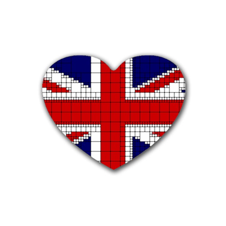 Union Jack Flag Uk Patriotic Rubber Coaster (Heart)