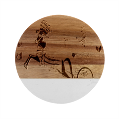 Egyptian Tutunkhamun Pharaoh Design Marble Wood Coaster (round)