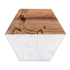 Egyptian Tutunkhamun Pharaoh Design Marble Wood Coaster (hexagon)  by Celenk