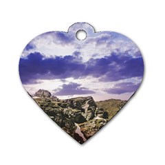 Mountain Snow Landscape Winter Dog Tag Heart (two Sides) by Celenk