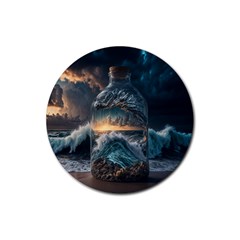 Fantasy People Mysticism Composing Fairytale Art 2 Rubber Round Coaster (4 Pack) by Uceng