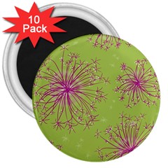 Dandelion Flower Background Nature Flora Drawing 3  Magnets (10 Pack)  by Uceng
