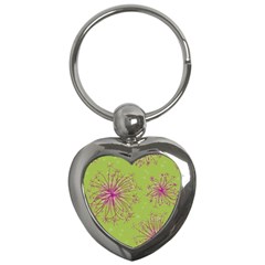 Dandelion Flower Background Nature Flora Drawing Key Chain (heart) by Uceng