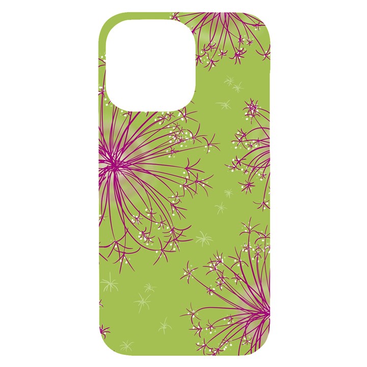 Dandelion Flower Background Nature Flora Drawing iPhone 14 Pro Max Black UV Print Case