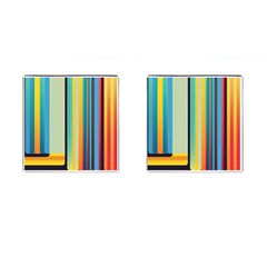 Colorful Rainbow Striped Pattern Stripes Background Cufflinks (square) by Uceng