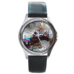 Abstract Art Psychedelic Art Experimental Round Metal Watch