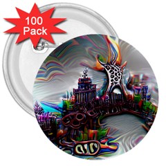 Abstract Art Psychedelic Art Experimental 3  Buttons (100 Pack) 