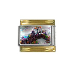 Abstract Art Psychedelic Art Experimental Gold Trim Italian Charm (9mm)