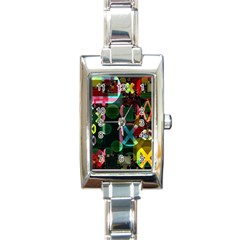 Abstract Color Texture Creative Rectangle Italian Charm Watch