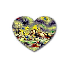 Abstract Arts Psychedelic Art Experimental Rubber Coaster (heart)