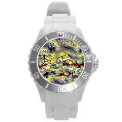 Abstract Arts Psychedelic Art Experimental Round Plastic Sport Watch (l)