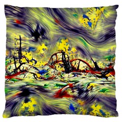 Abstract Arts Psychedelic Art Experimental Large Premium Plush Fleece Cushion Case (one Side) by Uceng