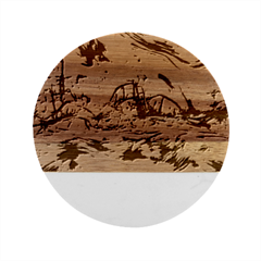 Abstract Arts Psychedelic Art Experimental Marble Wood Coaster (round) by Uceng