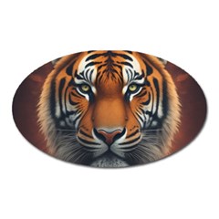 Tiger Animal Feline Predator Portrait Carnivorous Oval Magnet