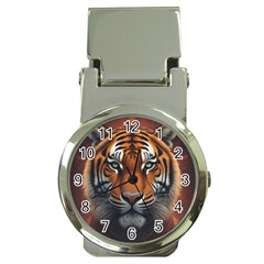 Tiger Animal Feline Predator Portrait Carnivorous Money Clip Watches by Uceng