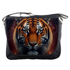 Tiger Animal Feline Predator Portrait Carnivorous Messenger Bag by Uceng