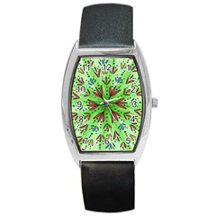 Flower Mandala Art Drawing Spring Background Barrel Style Metal Watch by Uceng