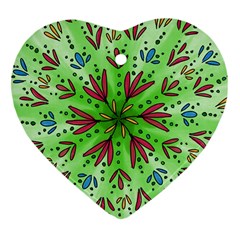 Flower Mandala Art Drawing Spring Background Heart Ornament (two Sides) by Uceng