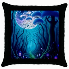 Blue Forrest Jungle,tree Trees Nature Landscape Throw Pillow Case (black) by Uceng