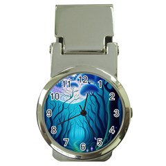 Blue Forrest Jungle,tree Trees Nature Landscape Money Clip Watches by Uceng