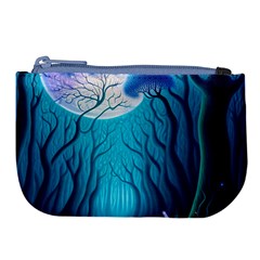 Blue Forrest Jungle,tree Trees Nature Landscape Large Coin Purse by Uceng