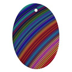 Multicolored Stripe Curve Striped Background Ornament (oval) by Uceng