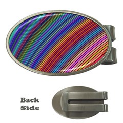 Multicolored Stripe Curve Striped Background Money Clips (oval)  by Uceng