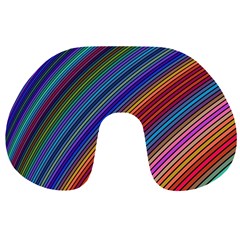 Multicolored Stripe Curve Striped Background Travel Neck Pillow by Uceng