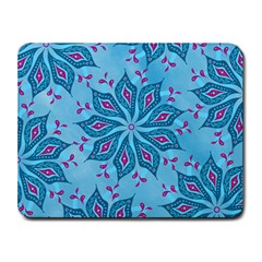 Flower Template Mandala Nature Blue Sketch Drawing Small Mousepad by Uceng