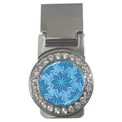 Flower Template Mandala Nature Blue Sketch Drawing Money Clips (cz)  by Uceng