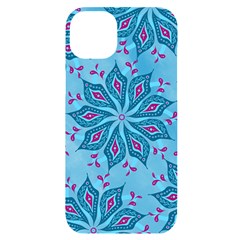 Flower Template Mandala Nature Blue Sketch Drawing Iphone 14 Plus Black Uv Print Case by Uceng