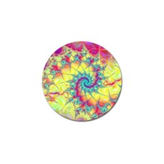 Fractal Spiral Abstract Background Vortex Yellow Golf Ball Marker by Uceng