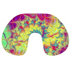 Fractal Spiral Abstract Background Vortex Yellow Travel Neck Pillow by Uceng