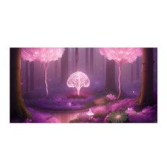 Trees Forest Landscape Nature Neon Satin Wrap 35  X 70  by Uceng