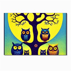 Owl Animal Cartoon Drawing Tree Nature Landscape Postcard 4 x 6  (Pkg of 10)