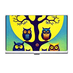 Owl Animal Cartoon Drawing Tree Nature Landscape Business Card Holder