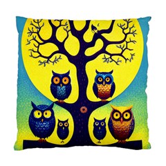 Owl Animal Cartoon Drawing Tree Nature Landscape Standard Cushion Case (two Sides) by Uceng