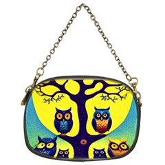 Owl Animal Cartoon Drawing Tree Nature Landscape Chain Purse (Two Sides)
