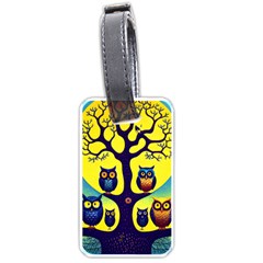 Owl Animal Cartoon Drawing Tree Nature Landscape Luggage Tag (one Side) by Uceng