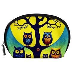 Owl Animal Cartoon Drawing Tree Nature Landscape Accessory Pouch (Large)