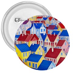 City Houses Cute Drawing Landscape Village 3  Buttons by Uceng