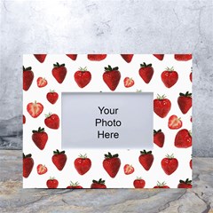 Strawberry Watercolor White Tabletop Photo Frame 4 x6  by SychEva